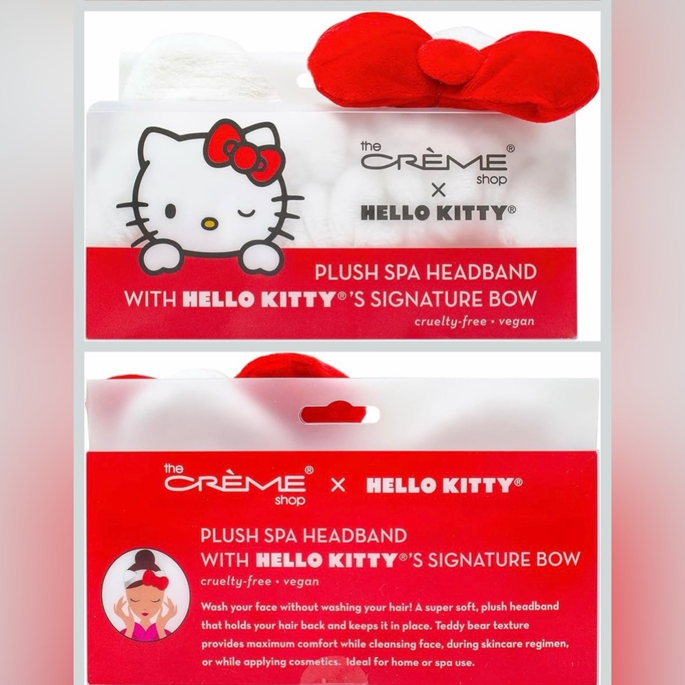The Crème Shop Hello Kitty x Plush Spa Headband with Hello Kitty's Signature Bow
